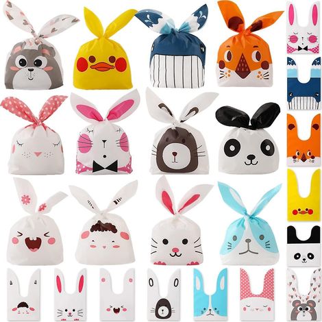 sachet Bonbons Anniversaire, 120 Pcs Motif Pochette Sac Bonbons Sachet Cadeau Forme D'oreille Lapin Animaux Sacs Alimentaire Biscuits Pour Enfant (1/5)