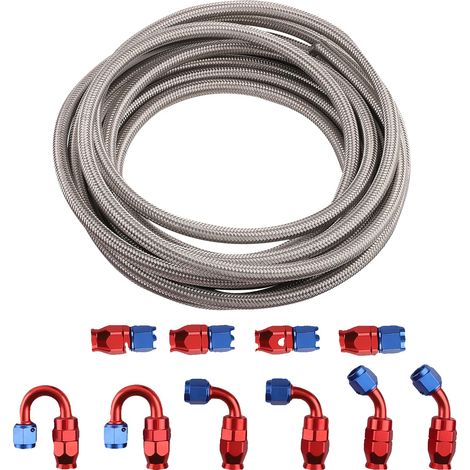 Durite de carburant, longueur de 6 m, pression de travail de 1000 PSI, pression de rupture de 5000 PSI, diamètre intérieur de 8,13 mm, compatibilité avec raccord AN-6 (1/5)