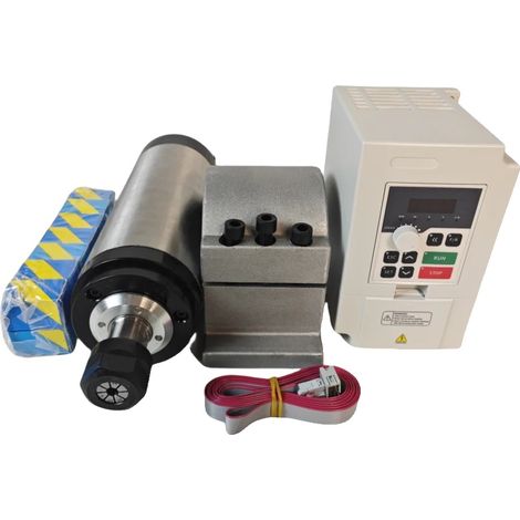 Motor de husillo refrigerado por aire de 2,2 kW, alta velocidad de hasta 24.000 rpm, diseño compacto de 80 x 230 mm. (1/2)