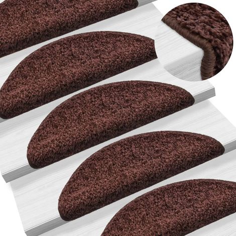 FIMEI Tapis d'escalier 10 pcs 65x25 cm Marron (1/5)