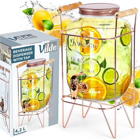 Brocca per bere con rubinetto e supporto dorato, 4,2 l (1/5)
