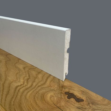 BATTISCOPA ZOCCOLINO passacavo SQUADRATO in FIBRA DI LEGNO COMPATTA 95X15 BIANCO (prezzo al metro)