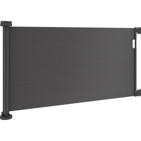 Barrière de sécurité rétractable pour chien avec interrupteur de sécurité pour portes, escaliers, couloirs, 142 x 10 x 87 cm, noire (1/5)