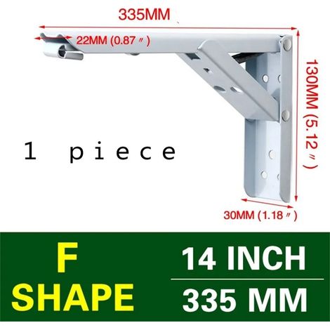 Support mural triangulaire pliable et réglable (blanc, 35,5 cm) pour banc, table ou étagère. Quincaillerie de support robuste pour meubles. (1/5)