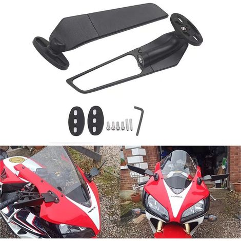 Rétroviseurs Moto Latéraux Miroir Arrière Universel Miroir Yeux d'Aigle Taille Grande (1/5)