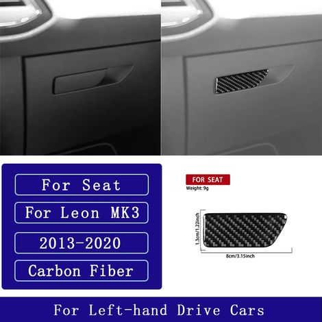 (14 LHD) Convient pour Seat Leon MK3 2013-2020. Accessoires auto : autocollant décoratif en fibre de carbone pour panneau de porte avec navigation centrale, radio, lecteur CD et climatisation. (1/4)