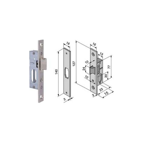 SERRATURA DA INFILARE PER MONTANTI SOLO SCROCCO REVERSIBILE 115- - mm.15 (11515010) - 1 pezzi WELKA