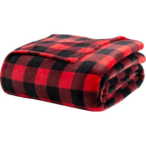 Couverture De Noël - Plaid En Polaire À Carreaux Rouges Et Noirs - Pour Canapé Lit Ou Sol - 150 x 200 cm - 1 Pièce (1/5)