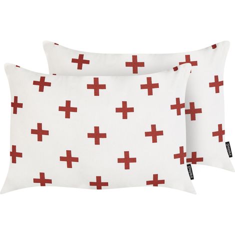 Conjunto de 2 cojines decorativos de algodón 35 x 50 cm blanco Velleia