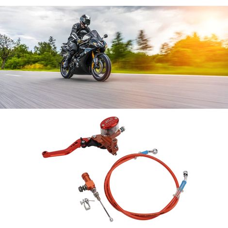 Accessoires moto : frein et embrayage CNC 22 mm + kit de câble universel, réglable à 6 vitesses, orange universel. (1/5)