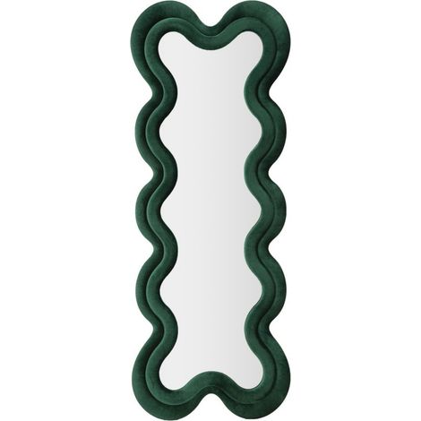 Specchio da parete Monica wavy in velluto verde 67x166 cm