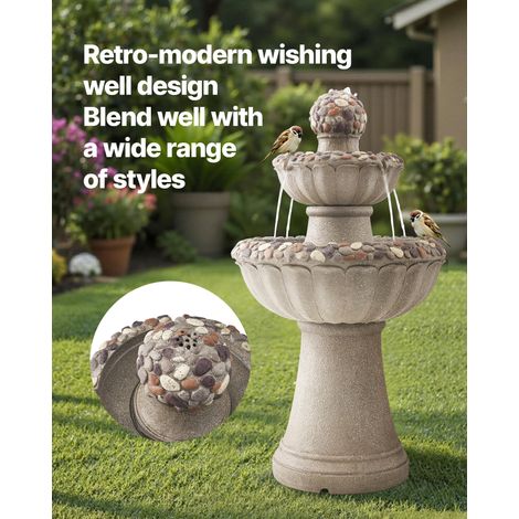 Fontaine Extérieure de Jardin, Hauteur 93 cm, Cascade Moderne à 2 Niveaux, Fontaine en Fibre de Verre et Résine, avec Pompe à Eau,… (1/5)