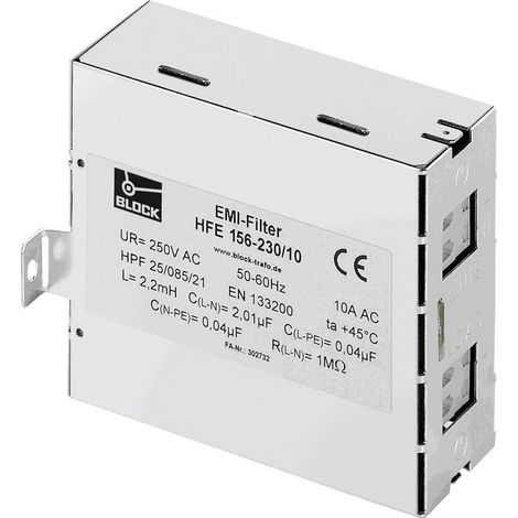 BLOCK HFE 156-230/12 HFE 156-230/12 Funk-Entstörfilter 250 V/AC 12 A (B x H) 45 mm x 110 mm 1 St.