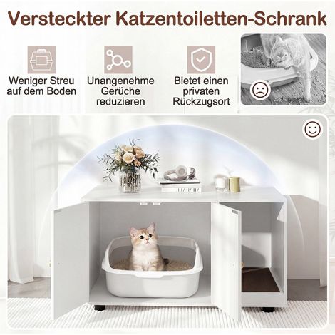 Wooden Cat Litter Box Enclosure with Scratching Board (1/5)