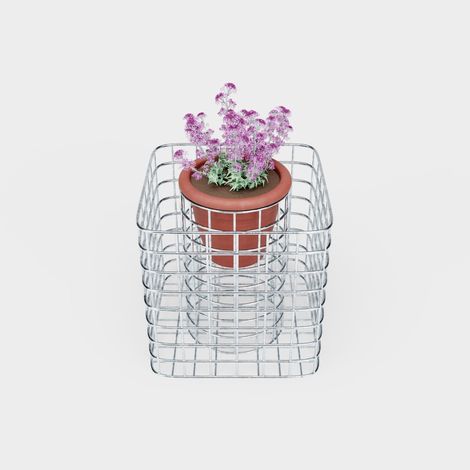 Gabiondeco - Colonne de fleurs. hauteur de 42cm. superficie de 42x42 cm. maille de 5x5 cm. galvanisé à chaud . pot inclus - Made in Germany (1/2)