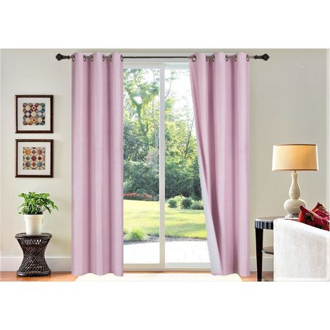 Rideaux occultants pour pièce entière — 100 % anti-lumière, lot de 2 panneaux, rose pâle — Idéal pour la décoration de chambre à coucher (1/5)
