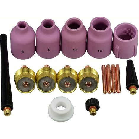 Corps de Collet pour Diffuseur de Gaz TIG 45V 13N Jumbo Grand Diamètre Buses en Alumine Coupes en Céramique 57N75 57N74 53N88 53N87 53N89 pour SR WP 9 20 25 Torche de Soudage TIG 17pcs (1/5)