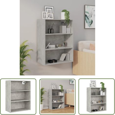 The Living Store Armoire murale suspendue Gris béton 69,5x32,5x90 cm - Armoire Murale - Buffet Suspendu - Meuble Rangement - Étagère Murale - Décoration Murale (1/5)