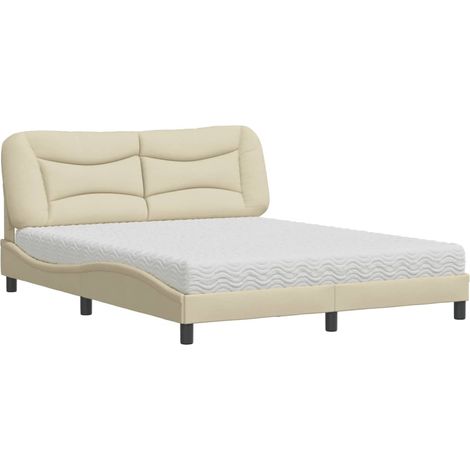 Maison Exclusive - Bett mit Matratze "Hvar" Creme 160x200 cm Stof (1/5)