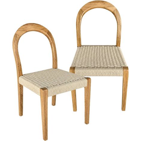 Chaise en bois de chêne et en corde Auralia (lot de 2) (1/5)