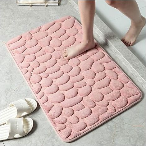 Tapis Bain Mousse Mémoire Motif Galets 40x60cm Antidérapant (1/4)