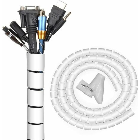 Cable Management System - Spiral Cable Cover - 22 mm x 3 meters - Flexible Cable Organizer for Office, Home, PC, TV (1/4)