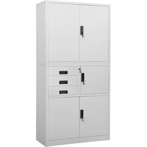 Armoire de bureau Gris clair 90x40x180 Acier 3 (1/5)