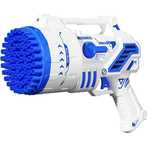 Pistolet à bulles mécanique automatique, 69 bulles, accessoire indispensable pour faire la fête - bleu