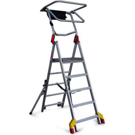 Escalera plegable con amplia plataforma, estabilizadores de serie y 6 peldaños PL-C6 FARAONE (1/5)