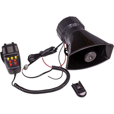 Klaxon Voiture 12V 100W, Sirène 7 Tons 125 dB avec Microphone PA, Avertisseur Sonore pour Auto, Camion et Véhicule (1/4)