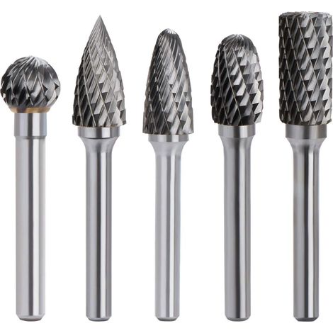 CCYKXA 5pcs Tungsten Carbide Rotary Burrs Kit Double Cut 6mm Shank 10mm Head Dremel Tool Electric Drill Sander (1/5)