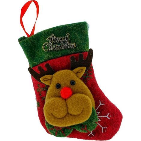 Bas de Noël motif renne - 1 pièce - Pour couverts ou sapin - Décoration de Noël (1/5)
