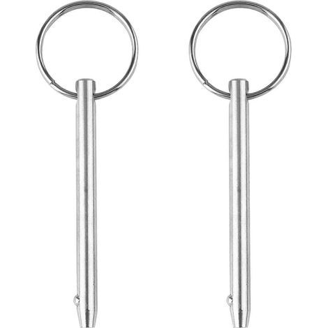 Lot de 2 goupilles à dégagement rapide pour charnière de pont de bateau, accessoires en acier inoxydable pour bateaux-7.5X0.6CM-Silver (1/3)
