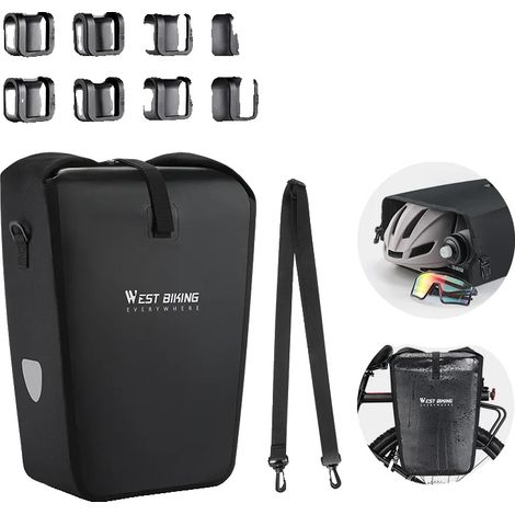 Alforja para bicicleta, 25 L, impermeable, plegable, negra, 25 L (1/2)
