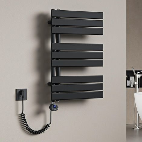 Mai & Mai Radiatore da Bagno 76x50cm con Elemento Riscaldante 600W, Radiatore Scaldasalviette Termoarredo da Bagno Scalda Portasciugamani da Parete e Pavimento in Acciaio, Antracite FN (1/5)
