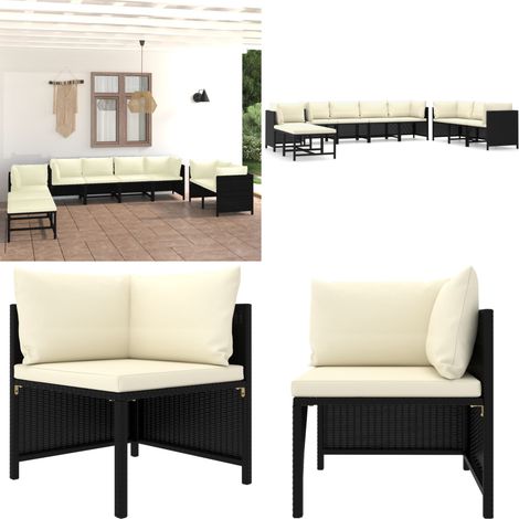 10-tlg. Garten-Lounge-Set mit Kissen Poly Rattan Schwarz - Gartengeräte - Loungemöbel - Outdoormöbel - Gartenloungeset - Poolparty - Home & Living (1/5)