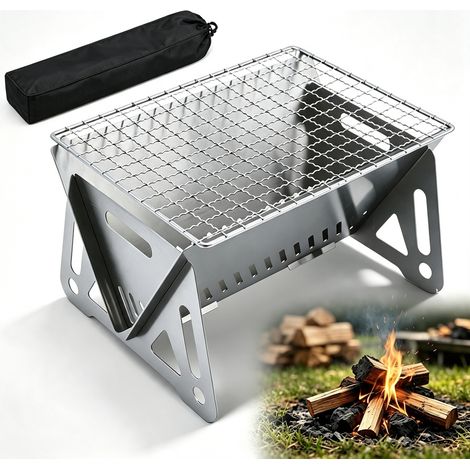 Barbecue Pliant Inox Naturel 28.5 x 18.5 x 13 cm - Four de Camping et Chauffage (1/5)