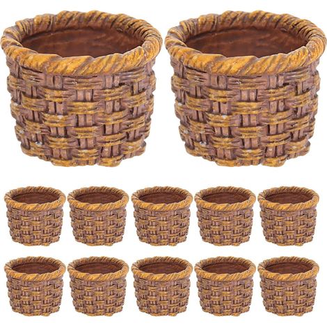 Lot de 12 Mini paniers tissés : paniers Miniatures en rotin tissé à la Main pour décoration de Maison de poupée, Bricolage, Mini Contenant à Fleurs pour Accessoires de Jardin féérique. (1/5)