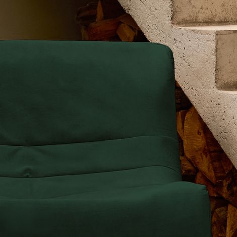 Fauteuil chauffeuse en velours style contemporain 1 place vert (1/5)
