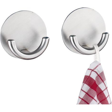 2 Stück Wandhaken - selbstklebend, Edelstahl, 5,5 x 2,5 x (1/3)