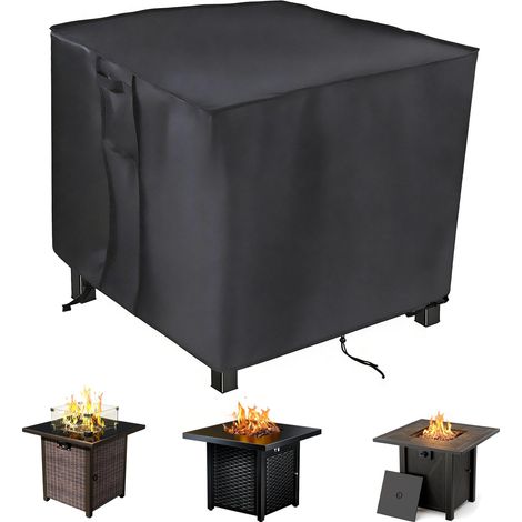 Housse de table carrée pour brasero à gaz 71,1 x 71,1 x 63,5 cm – Imperméable, coupe-vent, anti-UV, robuste pour meubles de foyer de terrasse (1/5)