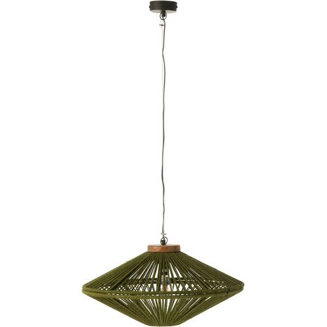 Lampe Suspension en Jute "Dollie" 62cm Vert (1/3)