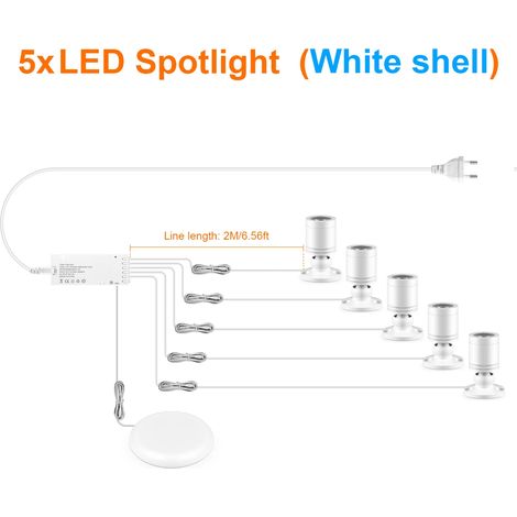 (5 bandes, lumière chaude) Spots encastrés avec interrupteur tactile à intensité variable, compatible avec la norme européenne 220V. (1/5)