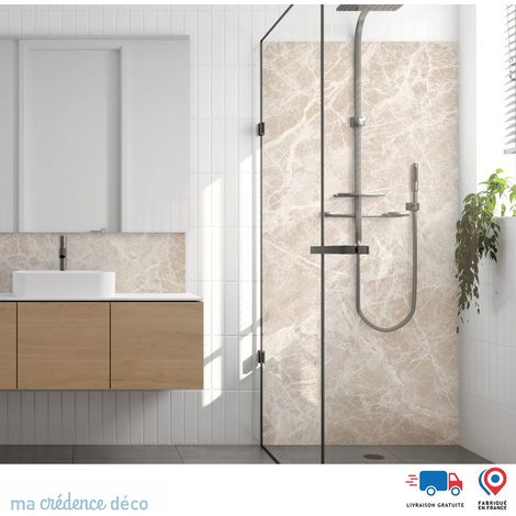 Panneau de douche : Marbre de Manarola - Couleur Beige orange - Alu composite - 90 - 245 (1/3)
