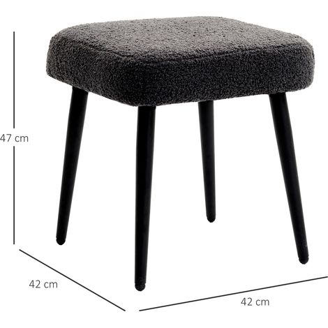Reposepieds Tabouret carré avec un look cachemire,gris foncé,pieds en acier,idéal pour le salon et la chambre (1/5)