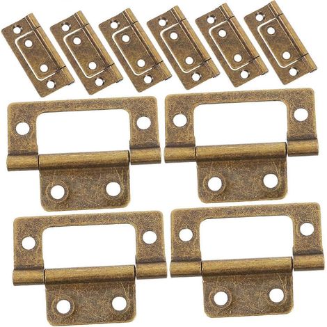 Lot de 12 charnières de porte anciennes, robustes, en fer bronze épais. (1/5)