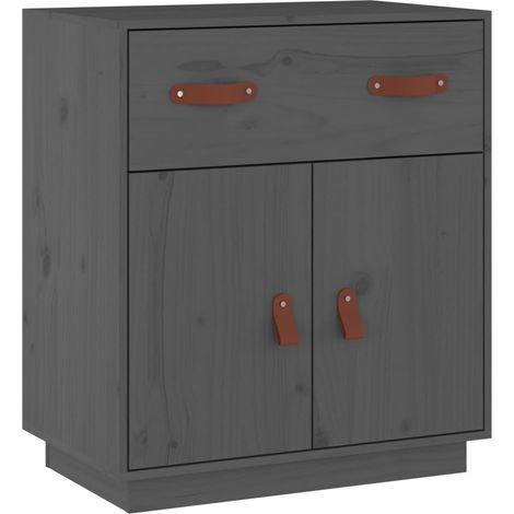 Maison Exclusive - Credenza Grigia 65,5x40x75 cm in Legno Massello di Pino