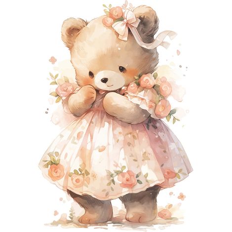 Papier peint panoramique Enfants - Ourson Fille - 130 cm x 84 cm (1/2)