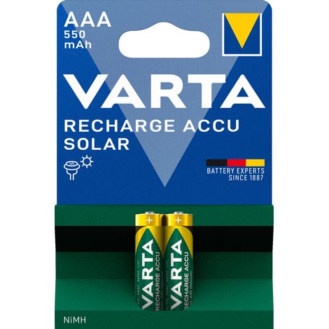 Varta Solar AAA Micro Akku Ni-MH 1,2V 550mAh 2er Blister