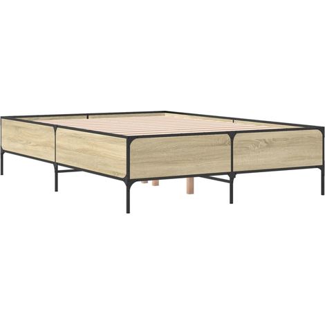 Cadre de lit chêne sonoma 140x190 bois d'ingénierie et métal (1/5)